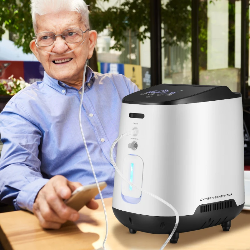 VARON 1-7L/min Oxygen Concentrator Generator Machine 48 Hours No Battery Air Purifier With Handle Household Portable