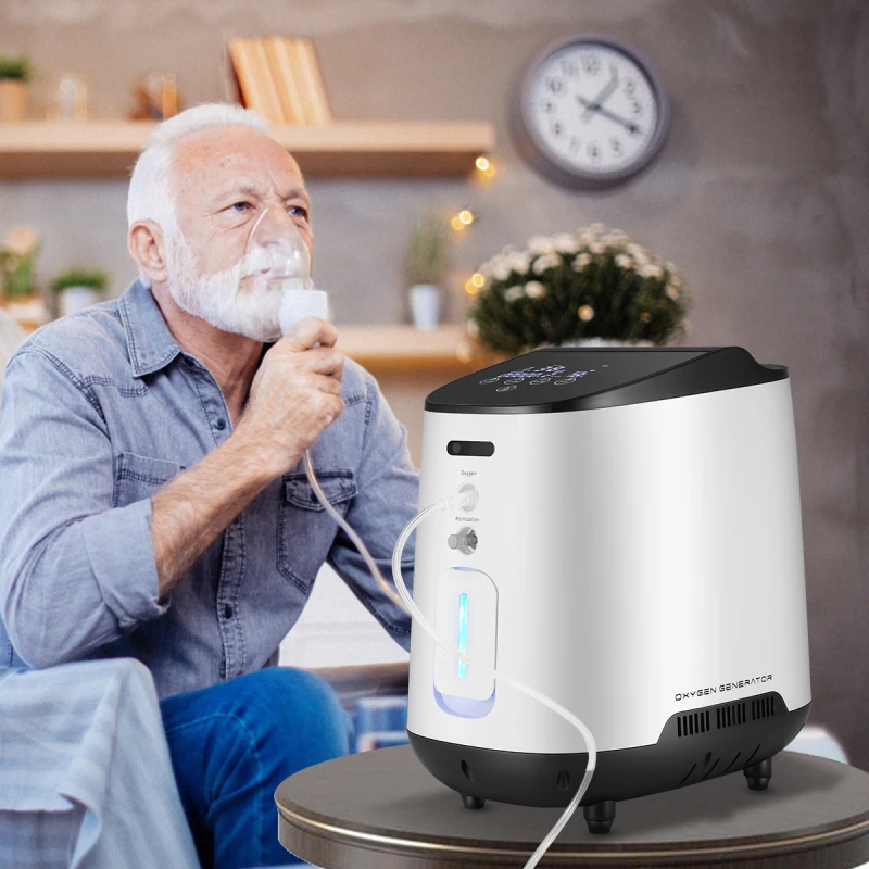 Oxygen Concentrator 1-7L/min Portable Oxygen Generator Machine 48 Hours No Battery Air Purifier With Handle Household 