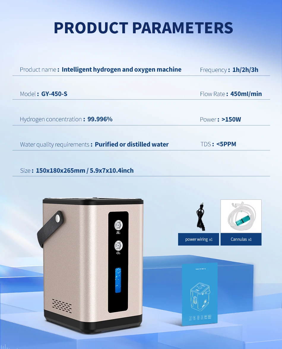 Suyzeko 450ml Hydrogen Oxygen Inhalation Machine Hydrogen Water Generator Inhaler Therapy Oxygen Concentator Water ionizer 2024