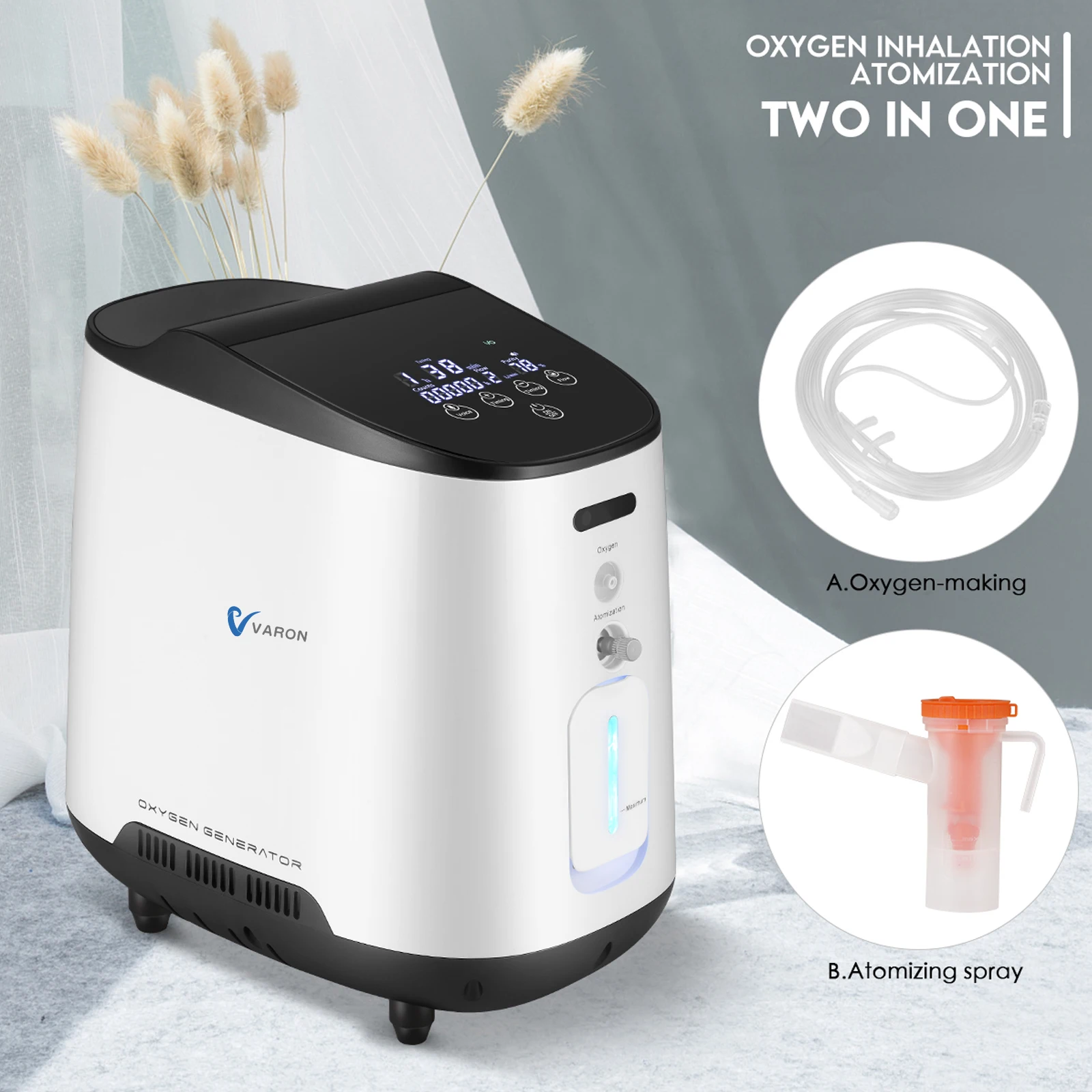 VARON Y-105W Oxygen Making Machine Oxygen 1-7L/min 35%-90% Oxygen Concentrator Generator Continuous Operating Mode For Home use