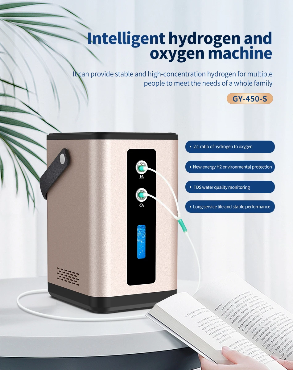 Hydrogen Inhalation Machine 300ML 450ML Inhalation Machine Molecular Oxygen & Hydrogen Generator H2 Inhaler Water Ionizer SPE PEM