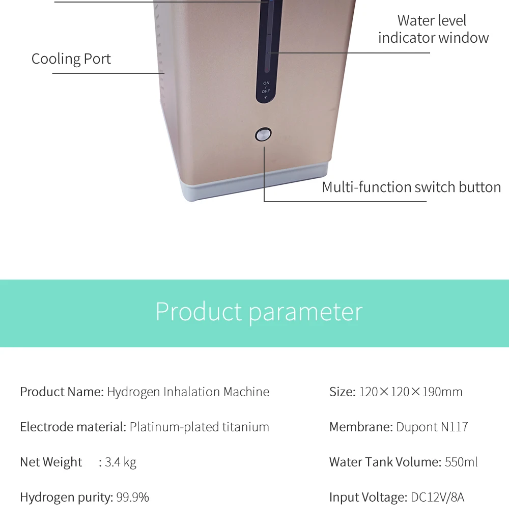 BlueVida 150ml Large Flow Hydrogen Inhalation Machine 99.9% Pure H2 Inhale Generator Low Noise Both Breath& Drink-Hydrogen Stick