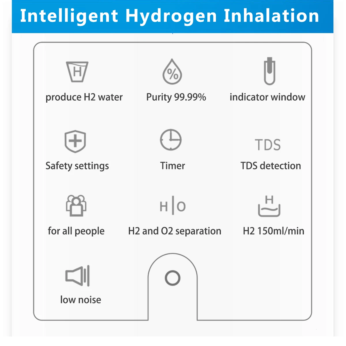 Hydrogen Inhalation Machine And Hydrogen Water Generator 99.99% High Purity Low Noise H2 Inhalation SPE/PEM 150ml/min