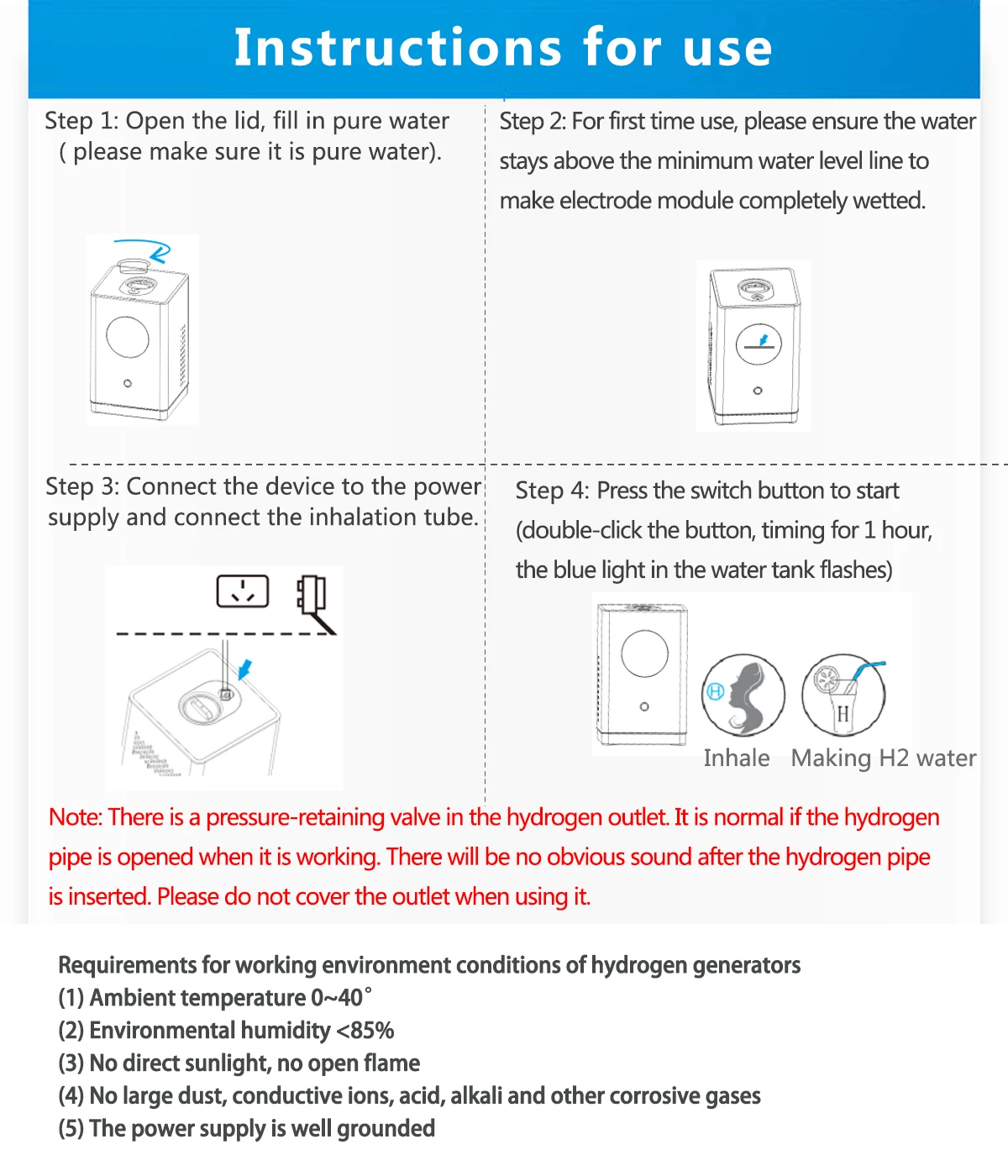 ALTHY Hydrogen Inhalation Machine & Hydrogen Water Generator 99.99% High Purity Low Noise H2 Inhalation SPE/PEM 150ml/min