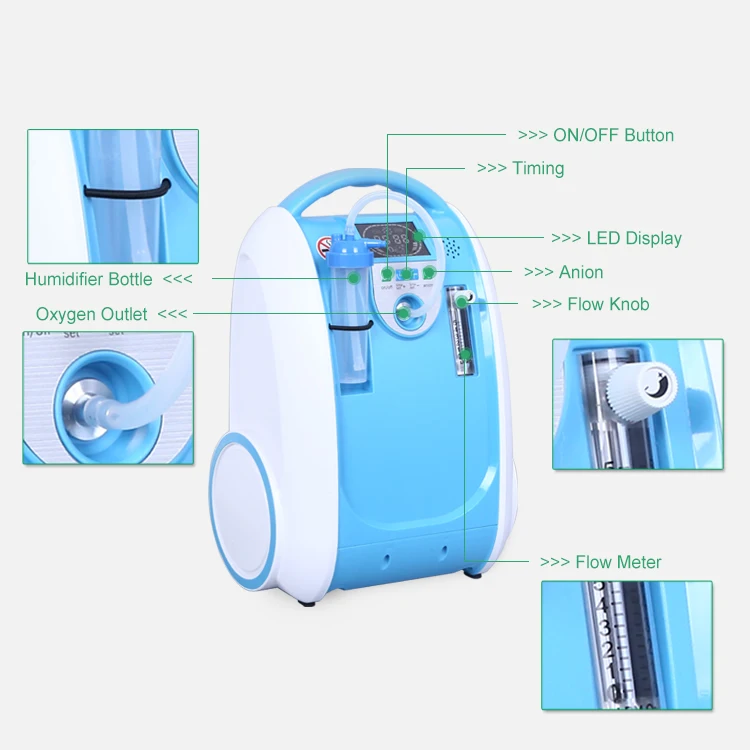 24hours Continuous Oxygen Concentrator Outdoor Use Oxygen Generator Room Oxygen Chamber 5L Portable Oxygen Generator