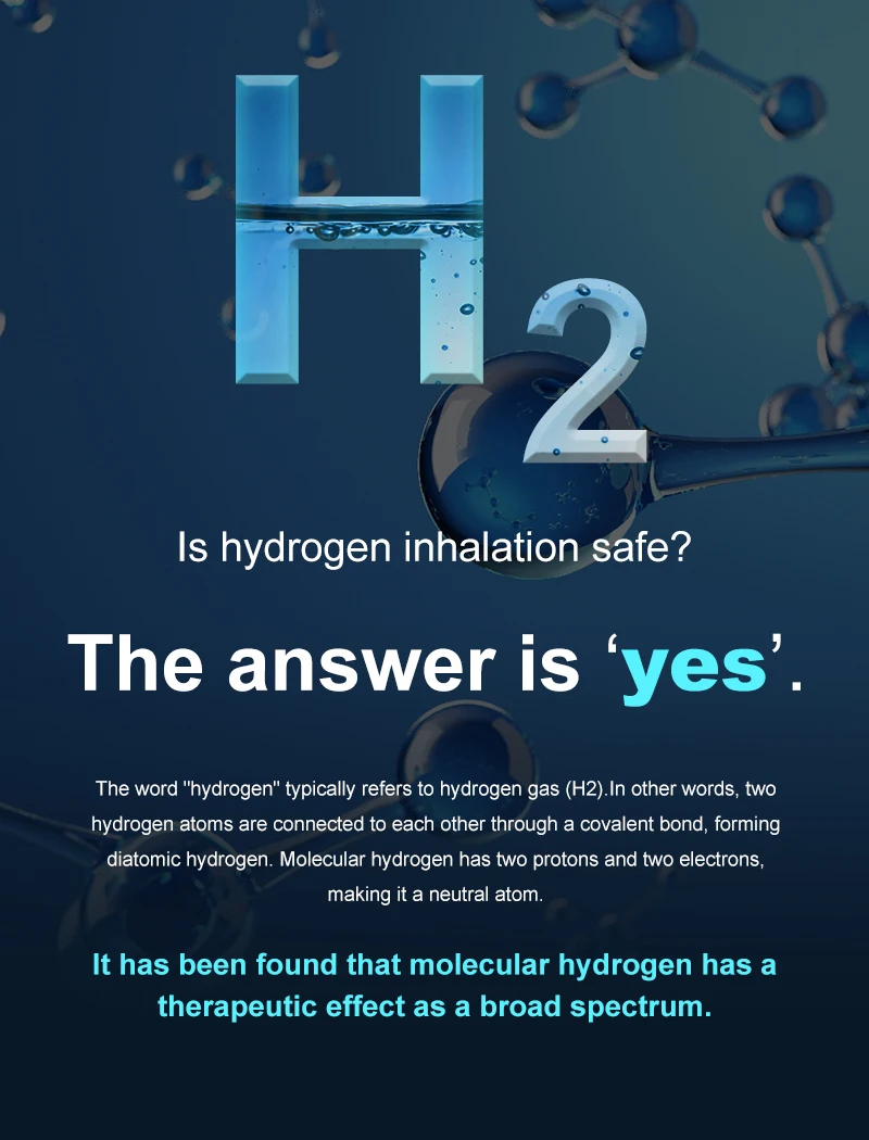 Hydrogen Inhalation Machine Portable Molecular Hydrogen Water Generator for Wellness 99.99% Purity Low Noise SPE/PEM 200ml/min