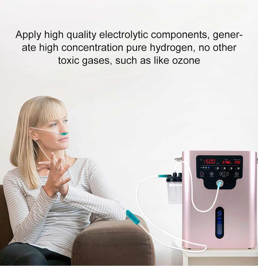 Suyzeko Hydrogen Oxygen Inhalation Machine 1500ML/Min Molecular Hrdrogen Gas Therapy Device Water Generator H2 Inhaler