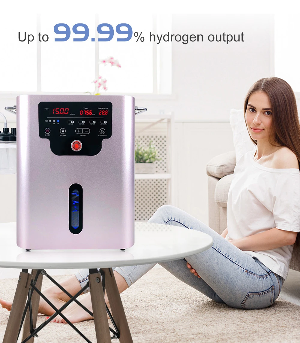 Suyzeko Hydrogen Oxygen Inhalation Machine 1500ML/Min Molecular Hrdrogen Gas Therapy Device Water Generator H2 Inhaler