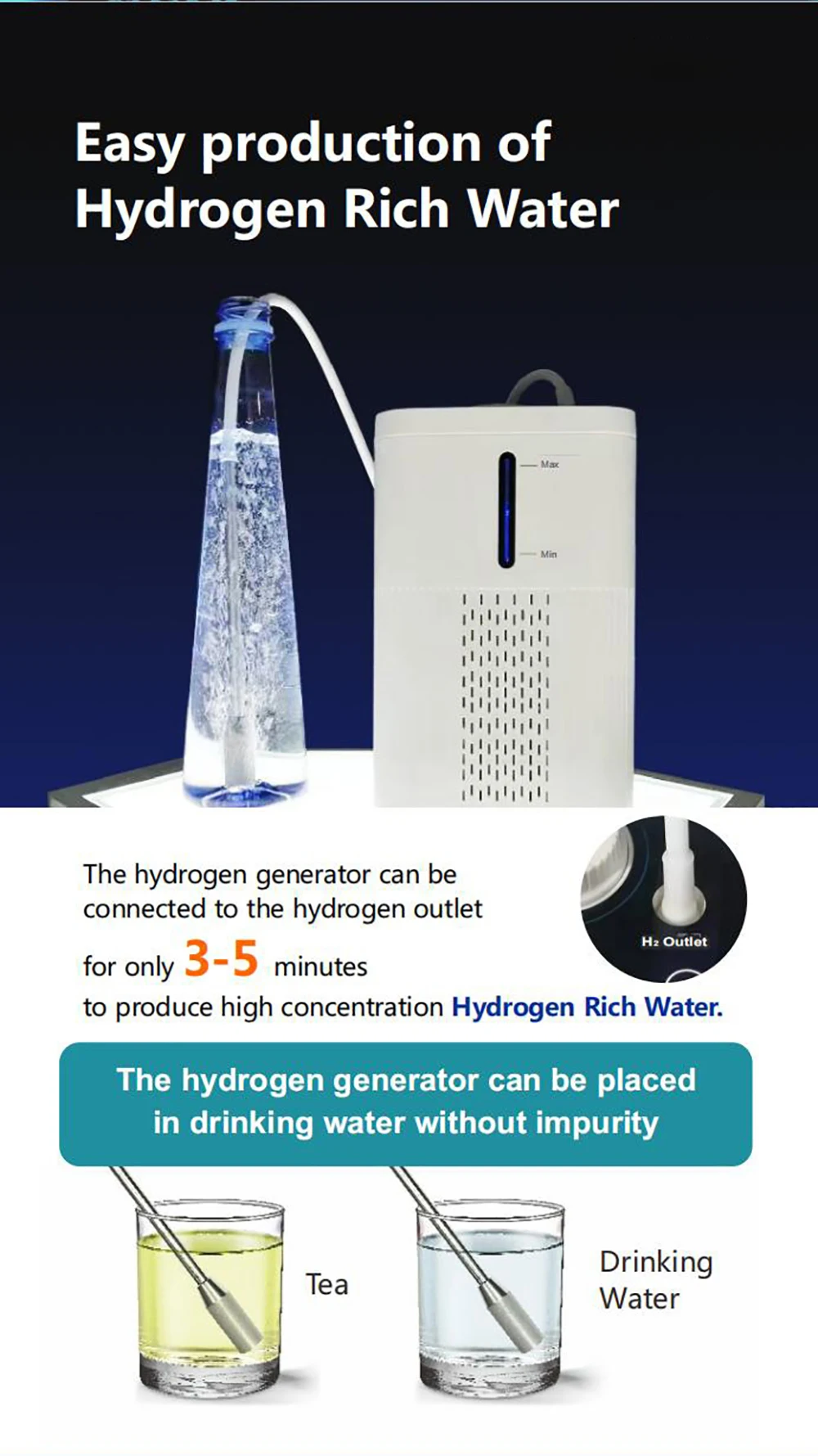 600ML 900ML 1500ML 3000ML Molecular Hydrogen Water Machine Oxygen&Hydrogen Generator