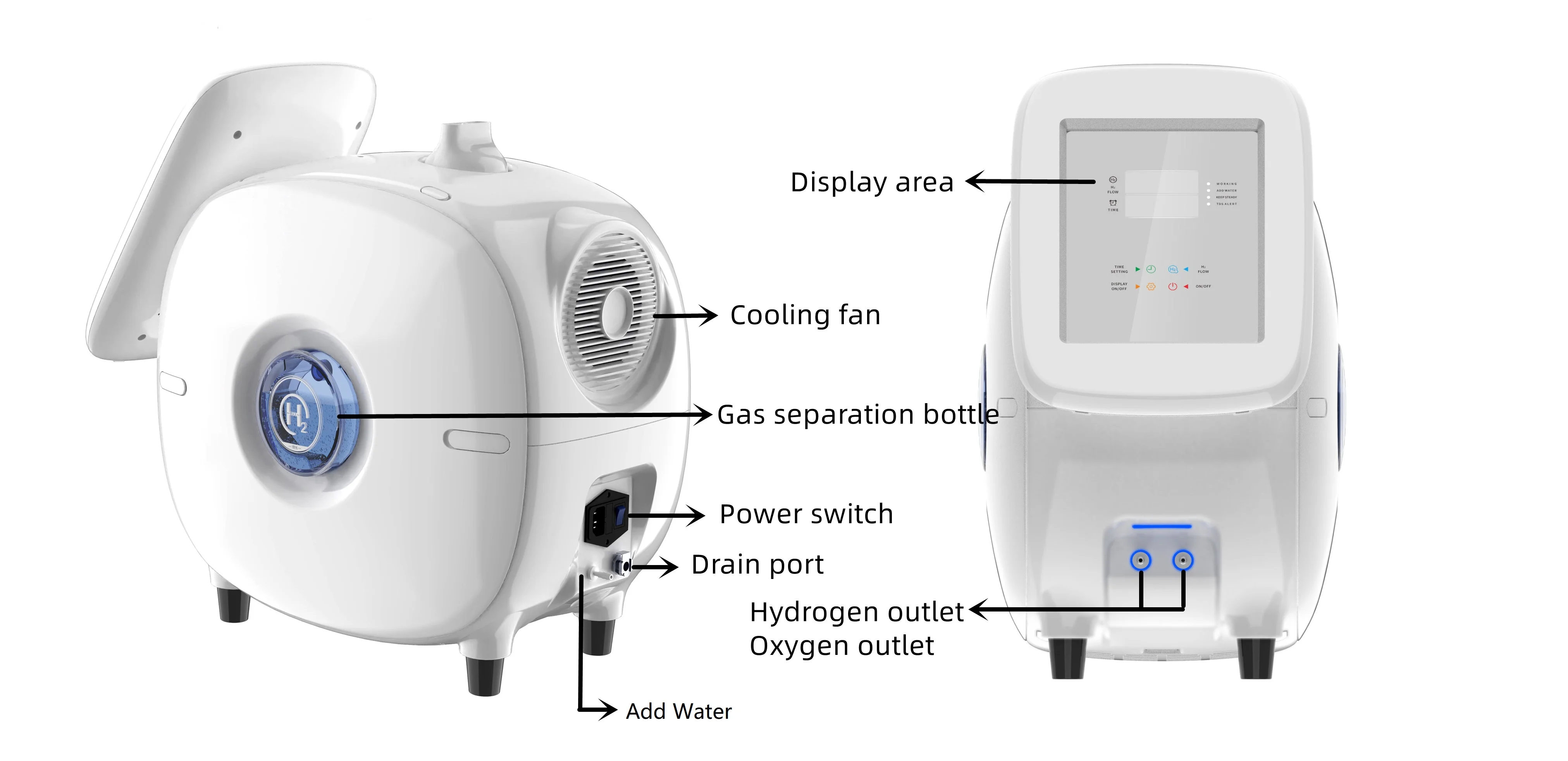 Oxygen Generator Hydrogen Mix Inhalation Machine With 1500ml/Min Purity H2 Mix O2 Water Purifier Ionizer SPE/PEM