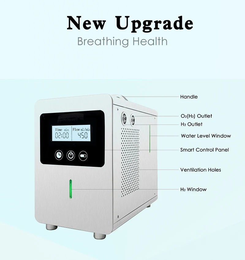 Q2S-450/900 Q2S-300/600 99.99% Purity H2 Hydrogen inhaler Generator SPE/PEM Hydrogen Inhalation Machine
