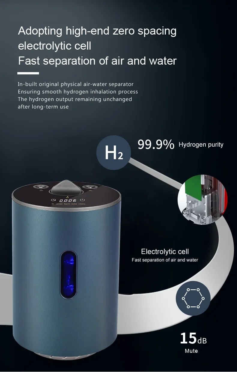 H2 Gas Generator Hydrogen Breathing Machine Portable Hydrogen Inhaler 100ml Hydrogen Oxygen Inhalation Machine