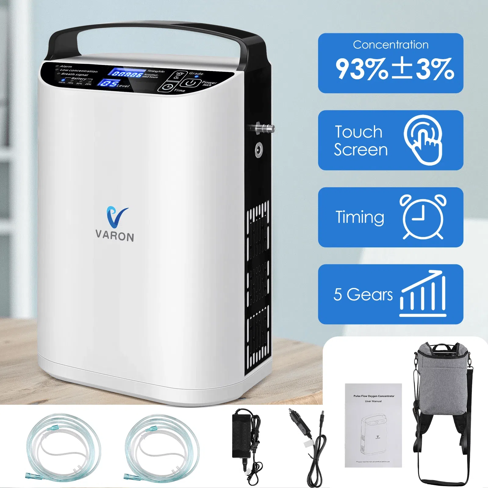 Portable Oxygen Machine Pulse Flow  5L Oxygen Concentrator For Medical Home Use And Travel Outdoor Care With Battery Use