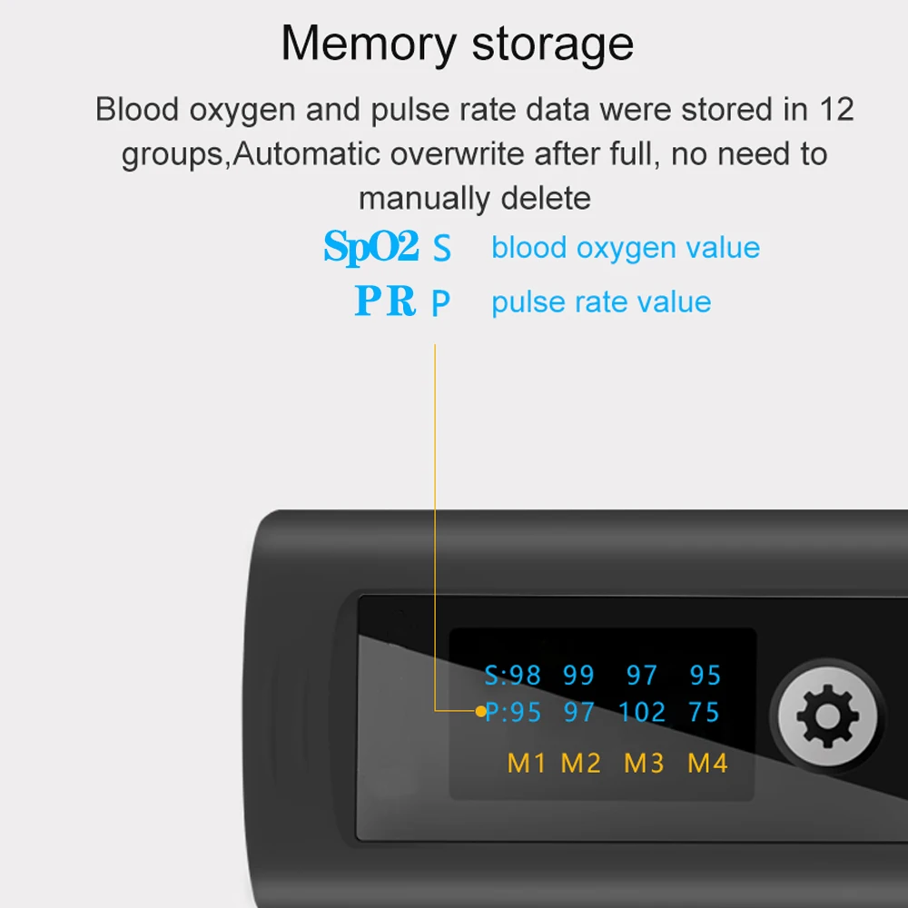 Finger Pulse Oximeter Bluetooth Sleep Monitor Alarm Blood Oxygen Monitor Heart Rate Saturation Meter Internal Storage Log Data