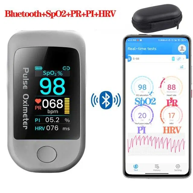 Fingertip Pulse Oximeter Bluetooth 4.0 HRV SpO2 Blood Oxygen Meter Heart Rate Saturation Monitor Smart Medical Finger Oximeter