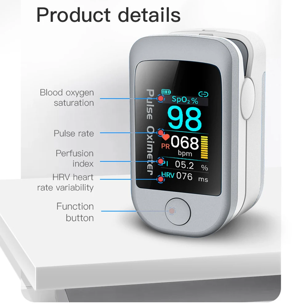 Bluetooth 4.0 fingertip pulse oximeter HRV SpO2 oximeter heart rate saturation monitor intelligent medical finger oximeter