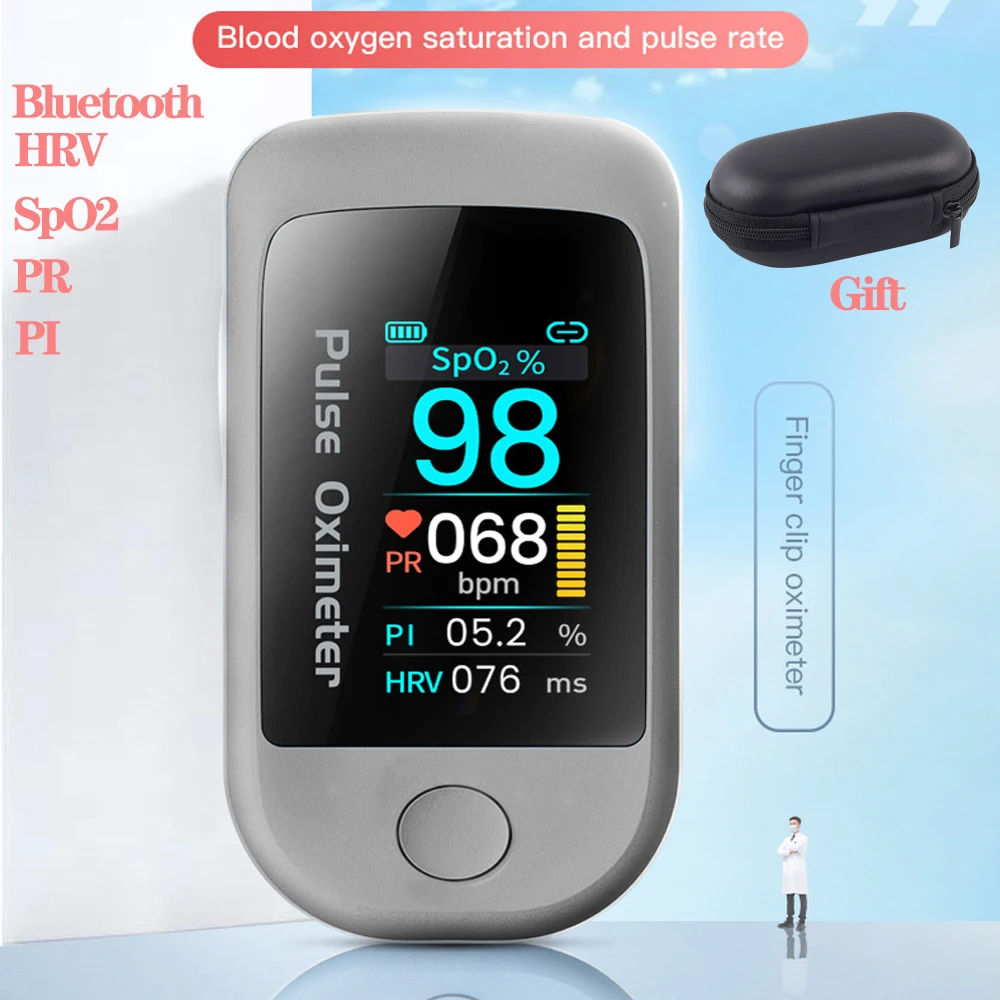 Fingertip Pulse Oximeter Bluetooth 4.0 HRV SpO2 Blood Oxygen Meter Heart Rate Saturation Monitor Smart Medical Finger Oximeter