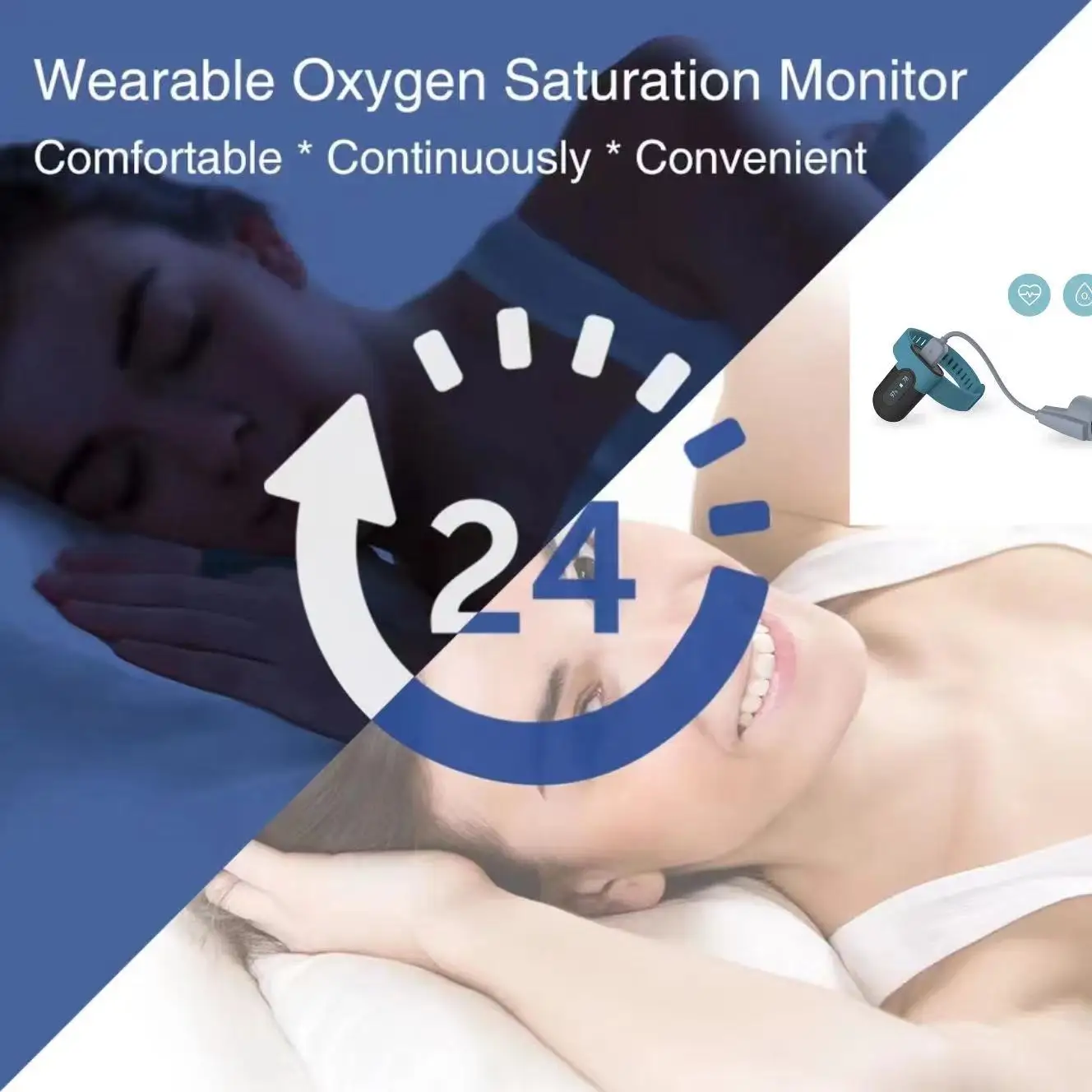 Bluetooth Blood Oxygen Meter APP Wireless Heart Rate Pulse Monitor Blood Oxygen Monitor Wearable Sleep Apnea Data Storage