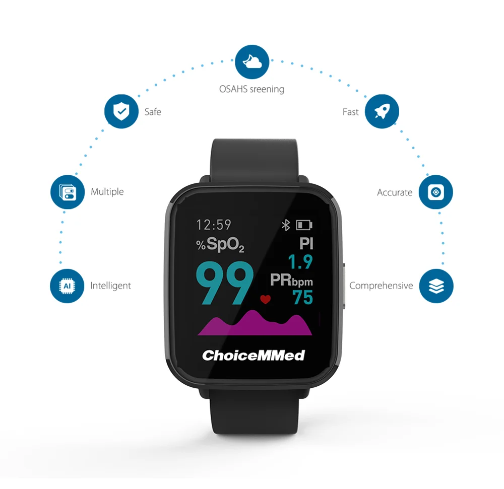 ChoiceMMed W628 Wrist Pulse Oximeter SpO2 PR PI Heart Rate Meter Blood Oxygen Monitor With Bluetooth 24 hours health monitor