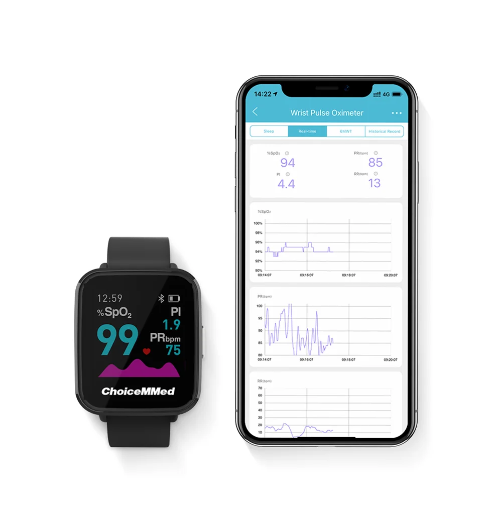 ChoiceMMed W628 Wrist Pulse Oximeter SpO2 PR PI Heart Rate Meter Blood Oxygen Monitor With Bluetooth 24 hours health monitor