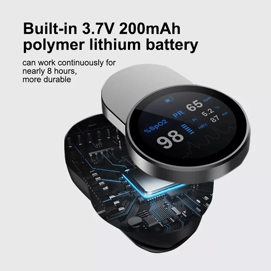 Digital Pulse Oximeter HRV Spo2 Blood Fingertip Oximeters Finger Clip Oximeter Rechargeable USB 4G Bluetooth Pulse Oximeter App