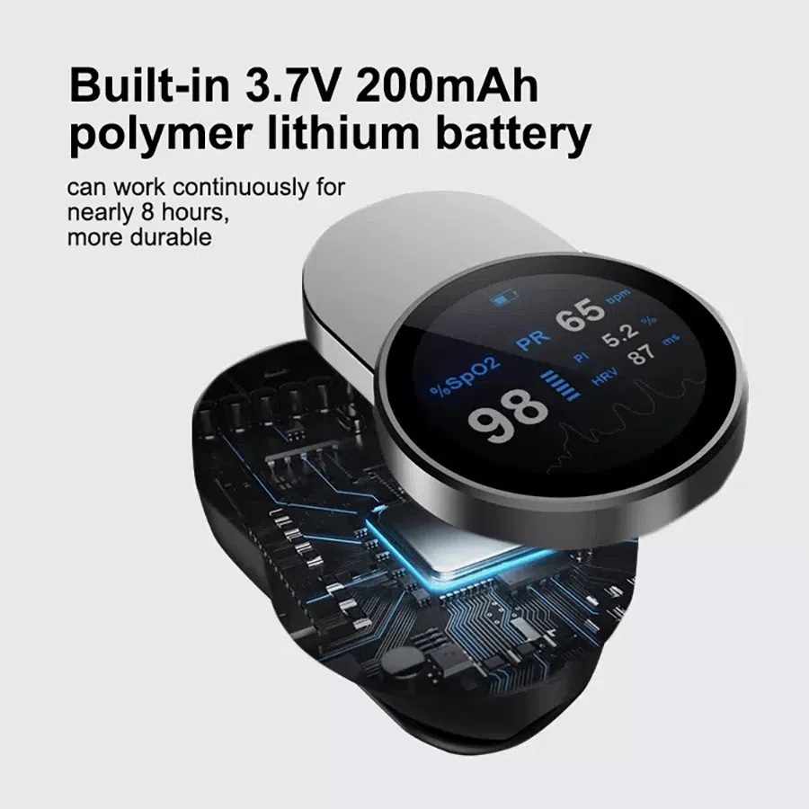 Digital Pulse Oximeter HRV Spo2 Blood Fingertip Oximeters Finger Clip Oximeter Rechargeable USB 4G Bluetooth Pulse Oximeter App