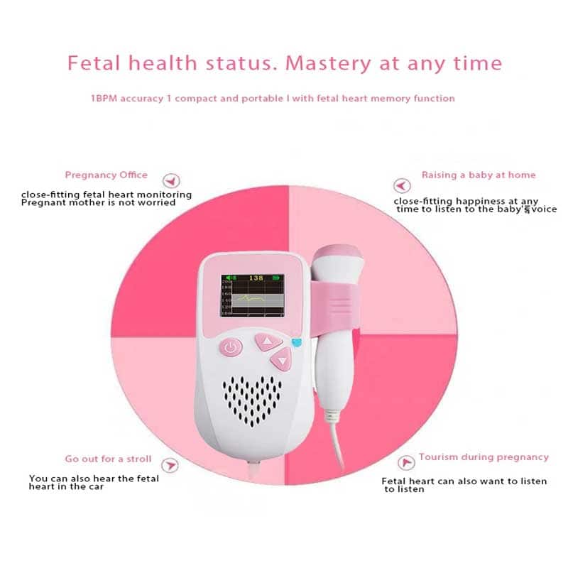 Ultrasonic Pocket Doppler Pregnant Woman Use Prenatal Portable Baby Heart Rate Detector